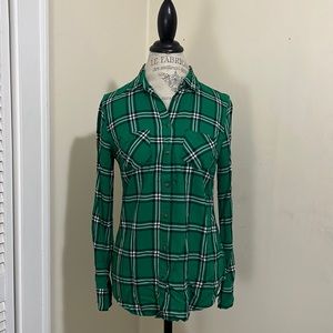 Merona, green plaid, size small.